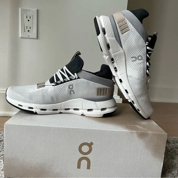 ON Running Cloudnova Women Shoes Size 8 White Sand - Picture 9 of 12